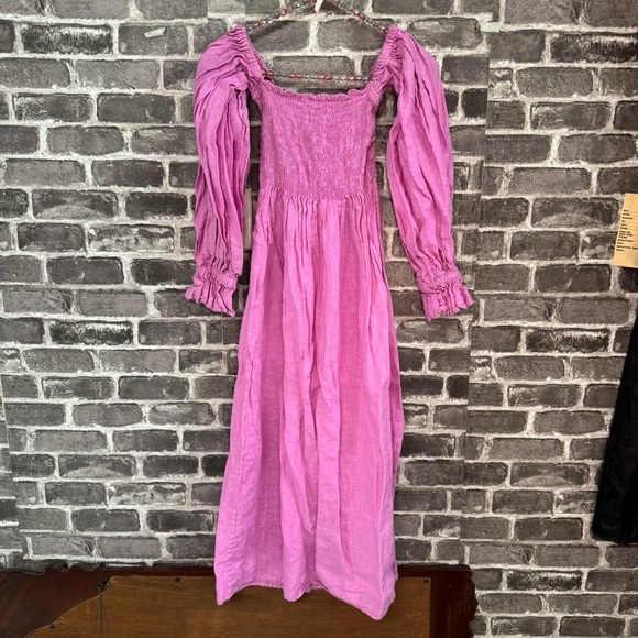 Sleeper Atlanta Pink Linen Dress midi - Picture 3 of 14